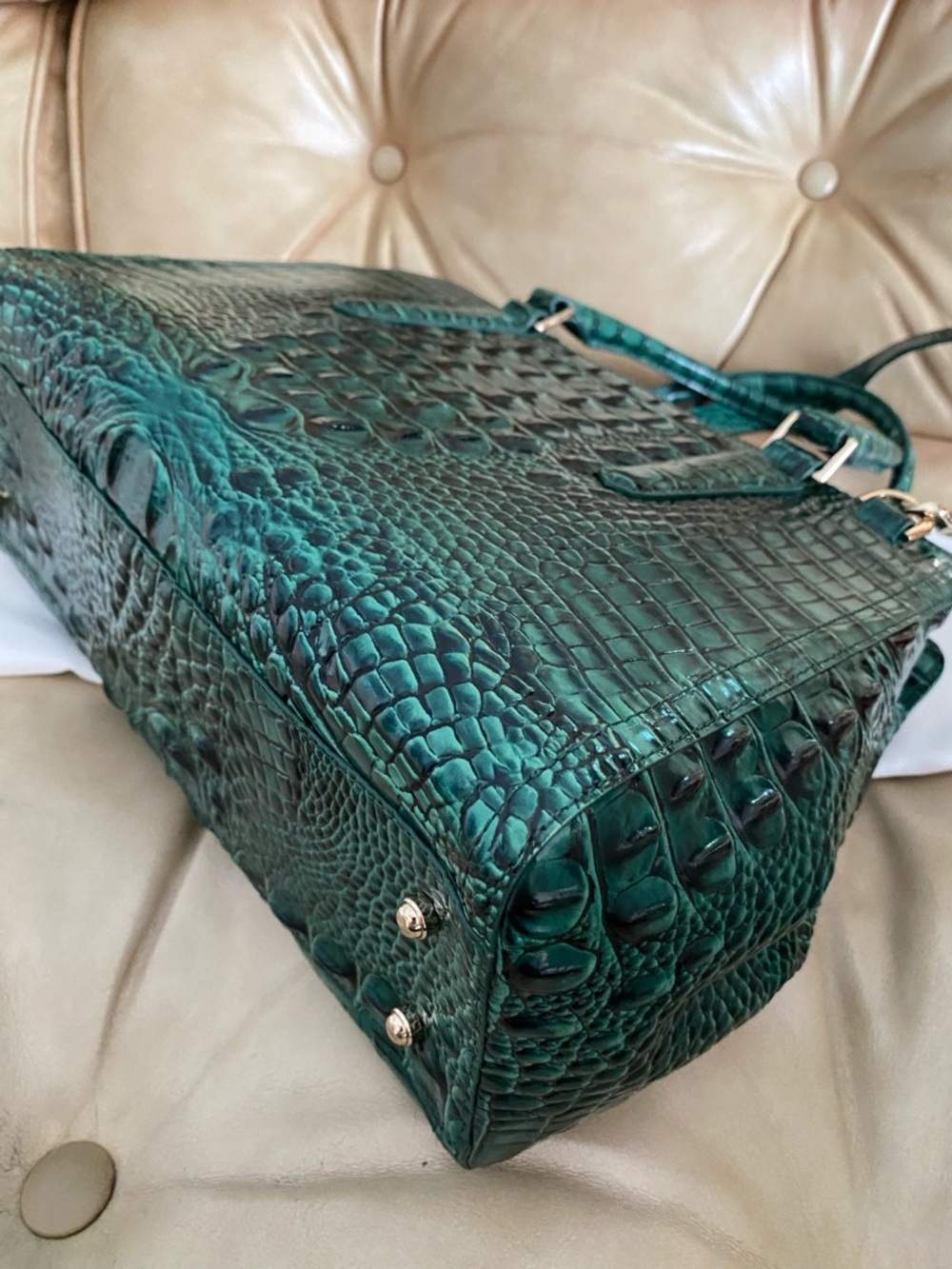 Brahmin Finley Bag Wallet Set Emerald Green Melbourne Leather Charm Tassel - Picture 5 of 15